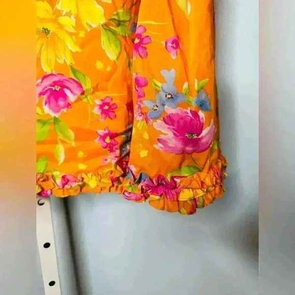 NWT Jones New York Women's Orange Floral Tie-Up Top & Skirt 2 piece set Size 10 - Picture 4 of 11